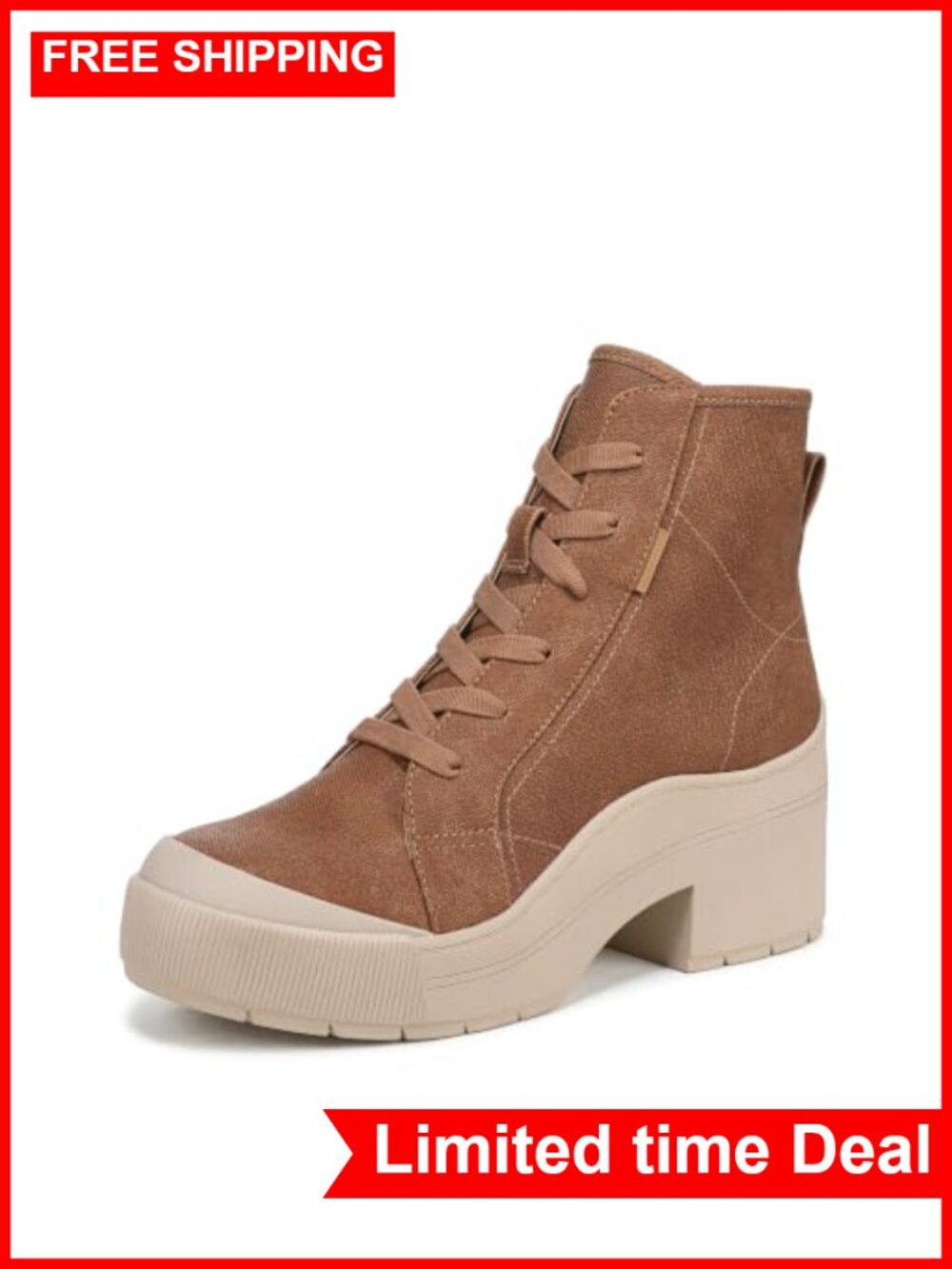 Dr Scholls Time Off Up Faux Leather Platform Ankle Boots Lace Up